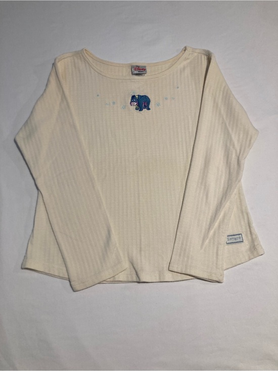 Disney Tops - Vintage The Disney Store Cream Ribbed Long Sleeve Top with Subtle Logo Tag